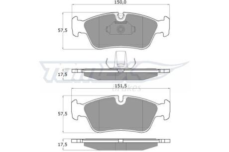 Фото автозапчастини колодки тормозные передние BMW 3 E36 91-99/ E46 98-06/ Z3 E36 97-03/ Z4 E85 02-09 TOMEX TX 13-16 (фото 1)