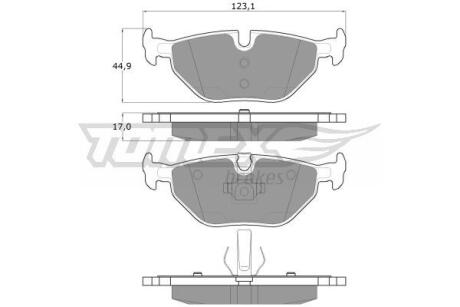 Фото автозапчастини колодки тормозные задние BMW 3 E46 98-06/ Z4 E85/E86 02-09/ Rover 75 99-05/ Saab 9-5 97-09 TOMEX TX 13-17 (фото 1)