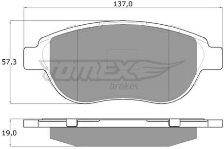 Фото автозапчасти колодки тормозные передние Citroen Berlingo 99-11/ C3/C4 02-14/ Xsara 97-12/ Peugeot Partner 00-15/ 206 98-12/ 207/307 03-12 TOMEX TX 13-42