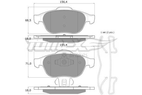 Фото автозапчасти колодки тормозные передние Renault Laguna 01-07/ Espace 02-15/ Scenic 00-03 TOMEX TX 13-50