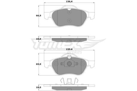 Фото автозапчасти колодки тормозные передние Renault Laguna 01-15/ Twingo 08-14 TOMEX TX 13-51