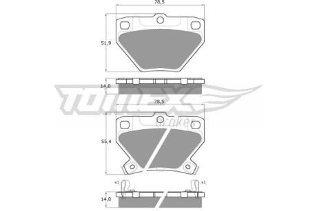 Фото автозапчасти колодки тормозные задние Toyota Celica/Corolla/Verso/Prius/Yaris 99-09 TOMEX TX 13-77