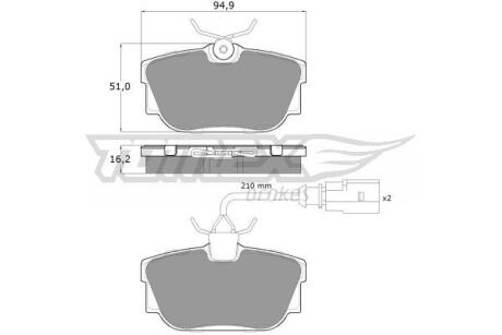 Фото автозапчасти колодки тормозные задние Ford Galaxy 00-06/ VW T4 90-03 (с датчиком) TOMEX TX 13-901