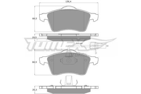 Фото автозапчасти колодки тормозные передние VW T4 90-03 (c датчиком) (тормозная система: ATE) TOMEX TX 13-911