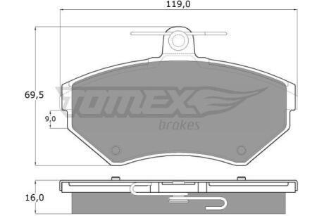 Фото автозапчасти колодки тормозные передние VW Caddy 95-04/ Golf/Polo 91-02 TOMEX TX 13-94