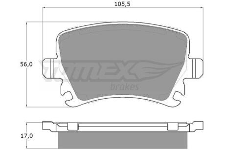 Фото автозапчасти колодки тормозные задние Audi A3/A4/A6 02-12/ Skoda Octavia/Superb Yeti 04-20/ VW Caddy 04-16/ Golf/Passat 03-15/ Touran 03-10 TOMEX TX 13-95