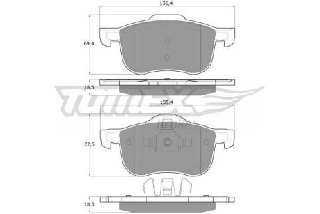 Фото автозапчасти колодки тормозные передние Volvo S60/S80 98-10/ V70/XC70 99-08 TOMEX TX 14-04