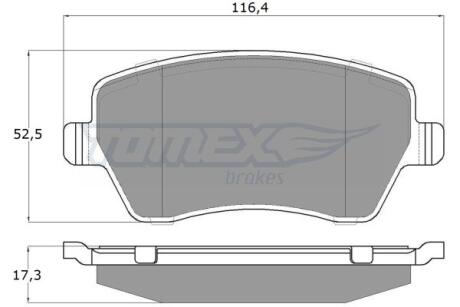 Фото автозапчастини колодки тормозные передние Mercedes Benz W415 12-21/ Renault Dokker 11-21/ Duster 10-/ Kangoo/Clio 08-/ Megane 15-/ Nissan Note 05-/ Micra 03- TOMEX TX 14-16