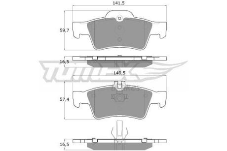 Фото автозапчасти колодки тормозные задние Mercedes Benz С218/X218 11-17/ W211/W212 02-16/ W220/W221 98-13/ C215/C216 99-13/ R230 01-12 TOMEX TX 14-30