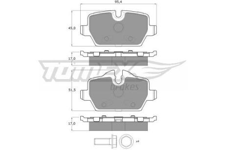 Фото автозапчасти колодки тормозные задние BMW 1 E81 06-11/ E87 04-11/ 3 E90/E92 04-13 TOMEX TX 14-34