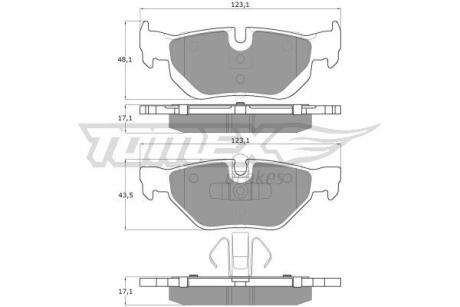 Фото автозапчасти колодки тормозные задние BMW 1 E81/E82 06-13/ 1 E87 03-13/ 3 E90/E91 04-12/ X1 E84 09-15 TOMEX TX 14-36