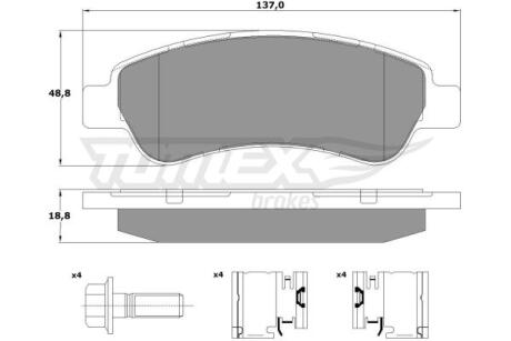 Фото автозапчасти колодки тормозные задние Citroen Jumper/Fiat Ducato/Peugeot Boxer 2.2/3.0 HDi 06-/ Opel Movano 21-23 TOMEX TX 14-41