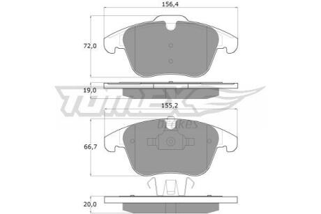 Фото автозапчасти колодки тормозные передние Ford Mondeo/Galaxy/S-Max 06-15/ Volvo XC70/V70/S80 07-16/V60/S60 10-16/ Land Rover Freelander 06-14/ Evoque 11-19 TOMEX TX 14-47