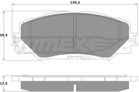 Фото автозапчасти колодки тормозные передние Lexus HS 09-12/ Toyota Auris 06-12/ Corolla 06-18/ Rav 4 05-18/ Verso 10-16/ Yaris 12-20 TOMEX TX 14-72