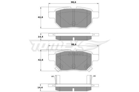 Фото автозапчасти колодки тормозные задние Toyota Corolla/Auris 06-14/ Urban Cruiser 09-15/ Prius 12-/ Yaris 05- TOMEX TX 15-01