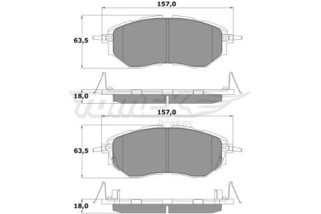 Фото автозапчасти колодки тормозные передние Subaru Forester 08-/ Legacy IV/V 03-14/ Outback 03- TOMEX TX 15-54