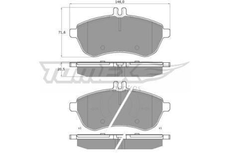 Фото автозапчастини колодки тормозные передние Mercedes Benz W204 07-15/ W212 09-16/ C207 09-16/ S212 09-16/ R172 11- TOMEX TX 16-02