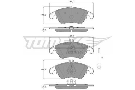 Фото автозапчастини колодки тормозные передние Mercedes Benz C207 09-16/ C218/X218 11-17/ W204 07-15/ W212 09-16/ R172 11- TOMEX TX 16-31 (фото 1)