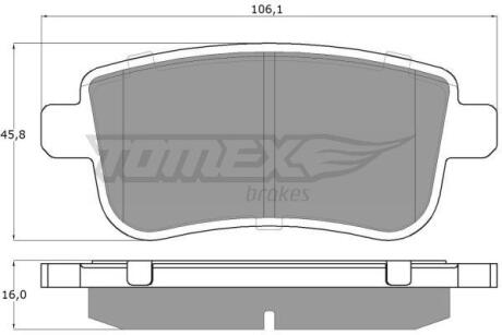 Фото автозапчастини колодки тормозные задние Renault Fluence/Megane/Scenic 08-/ Clio 19- TOMEX TX 16-38