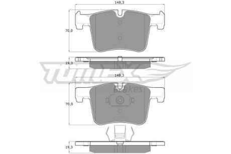 Фото автозапчастини колодки тормозные передние BMW 1 F20/F21 11-19/ 2 F22/F23 12-21/ 3 F30/F31 11-19/ 3 F34 13-/ 4 F32/F33 13-20/ X3 F25 10-17/ X4 F26 13-18 TOMEX TX 16-85