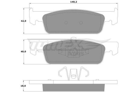 Фото автозапчастини колодки тормозные передние Renault Logan/Sandero 12-/ Clio 12-21/ Twingo 14-/ Smart ForFour 14-/ ForTwo 14- TOMEX TX 16-94