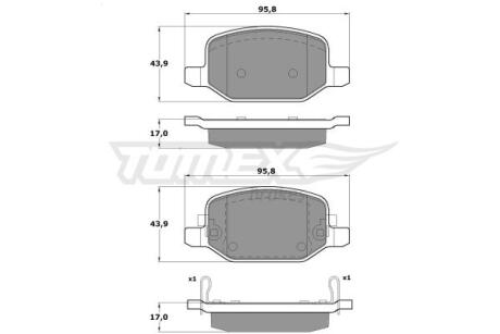 Фото автозапчастини колодки тормозные задние Fiat 500L 12- TOMEX TX 17-18