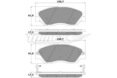 Фото автозапчасти колодки тормозные передние Hyundai Genesis 08-15/ Santa Fe 06-/ Kia Sorento 09-15/ Ssangyong Musso 18-/ Rexton 17- TOMEX TX 17-44