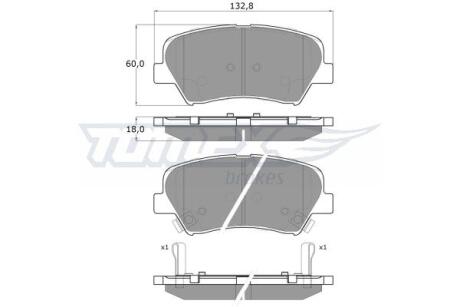 Фото автозапчасти колодки тормозные передние Hyundai Elantra 10-16/ i30 11-/ Kia Ceed/Cerato 12- TOMEX TX 17-68 (фото 1)