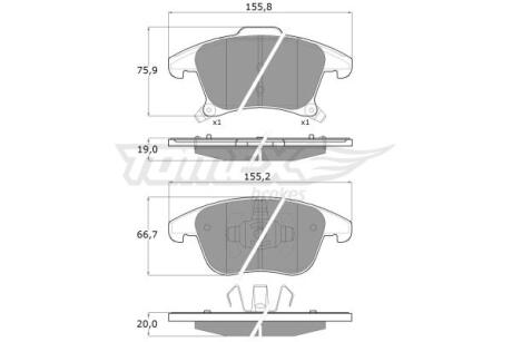 Фото автозапчастини колодки тормозные передние Ford Galaxy/Mondeo/S-Max 14- TOMEX TX 17-75