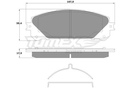 Фото автозапчастини колодки тормозные передние Toyota Camry 17-/ Highlander 07-21/ Rav4 05-/ Previa 05-/ Lexus NX/RX 08- TOMEX TX 17-80