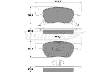 Фото автозапчастини колодки тормозные передние Opel Astra K 15-22 TOMEX TX 17-86