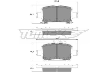 Фото автозапчасти колодки тормозные задние Opel Ampera-E 17-19/ Astra K 15-22 TOMEX TX 17-88 (фото 1)