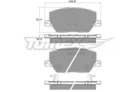 Фото автозапчасти колодки тормозные передние Fiat 500X 14-/ Jeep Compass 16-/ Renegade 14- TOMEX TX 18-17 (фото 1)