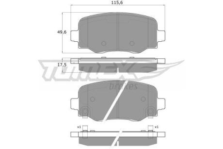 Фото автозапчасти колодки тормозные задние Fiat 500X/ Jeep Compass/Renegade 14- TOMEX TX 18-19 (фото 1)