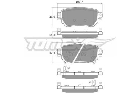 Фото автозапчастини колодки тормозные задние Nissan Leaf 17-/ Qashqai 13-/ X-Trail 13-/ Renault Kadjar/Koleos 15- TOMEX TX 18-27 (фото 1)