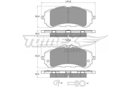 Фото автозапчасти колодки тормозные передние Citroen Berlingo 18-/ Fiat Doblo 22-/ Opel Combo 18-/ Peugeot 308 14-/ Partner/Rifter 18- TOMEX TX 18-38