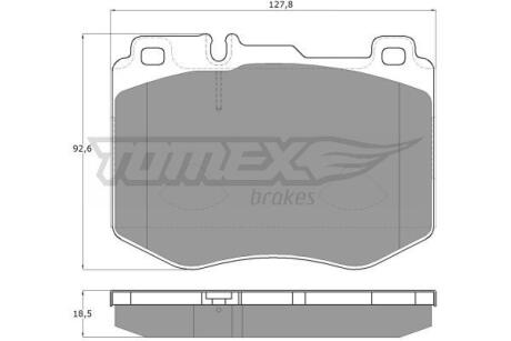 Фото автозапчасти колодки тормозные передние Mercedes Benz W205 14-21/ W213 16-23/ X253 15-19/ C257 18- TOMEX TX 18-52