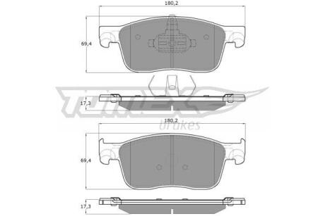 Фото автозапчасти колодки тормозные передние Citroen Jumpy 16-/ Fiat Scudo 22-/ Opel Vivaro/Zafira 19-/ Peugeot Expert 16-/ Toyota Proace 16- TOMEX TX 18-63