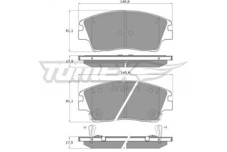 Фото автозапчасти колодки тормозные передние Hyundai Tucson 15-20 TOMEX TX 18-67