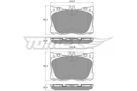 Фото автозапчастини колодки тормозные передние Mercedes Benz C W205/S205/C205 15-23/ E W213/S213/A238/C238 16-23/ GLC X253/C253 15-23 TOMEX TX 18-75