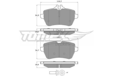 Фото автозапчасти колодки тормозные задние Mercedes Benz C217 14-20/ W222 13-20/ R231 12-20 TOMEX TX 18-78