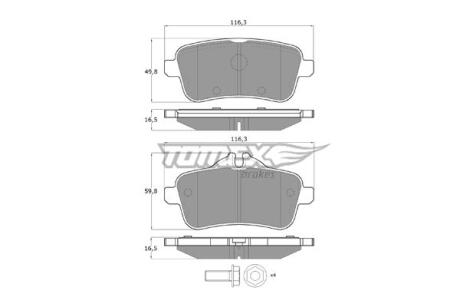 Фото автозапчастини колодки тормозные задние Mercedes Benz C117/X117 13-19/ X156 13-22/ X166 12-15/ R172 16-/ W176 12-18 TOMEX TX 18-79