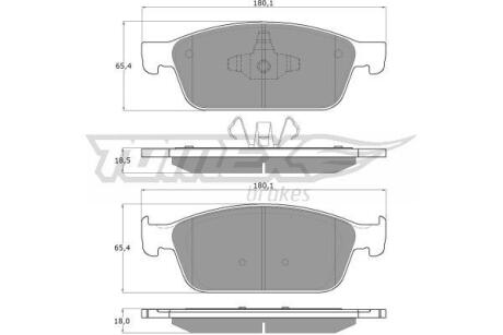 Фото автозапчасти колодки тормозные передние Ford Focus 10-20/ Kuga 12-19/ Tourneo Connect 13-22/ Transit Connect 13- TOMEX TX 18-91