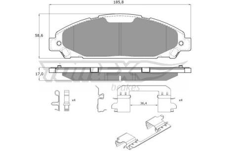 Фото автозапчасти колодки тормозные передние Ford Mustang 15-23 TOMEX TX 18-96