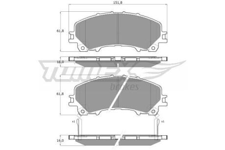 Фото автозапчасти колодки тормозные передние Infiniti Q50/Q60 13-/ Nissan X-Trail 13-/ Renault Koleos 16- TOMEX TX 18-99