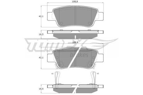 Фото автозапчастини колодки тормозные задние Honda CR-V 06- TOMEX TX 19-07 (фото 1)