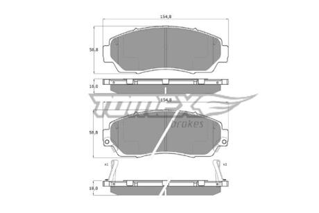 Фото автозапчастини колодки тормозные передние Acura RDX 06-12/ Honda CR-V 06-/ Odyssey 04- TOMEX TX 19-33 (фото 1)