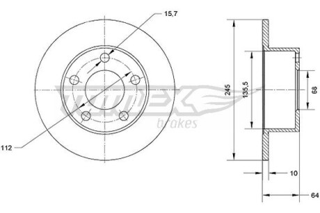 Фото автозапчасти диск гальмівний (задній) Skoda Superb/VW Passat (245x10mm) PRO TOMEX TX7002