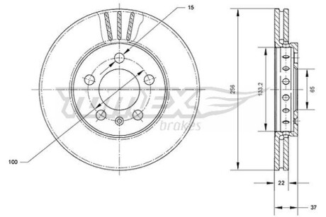 Фото автозапчасти диск гальмівний (передній) Skoda Octavia/Fabia/Roomster 06- (256x22) TOMEX TX7003