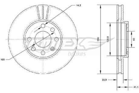 Фото автозапчастини диск тормозной передний Opel Astra G 98-09 (256x23,9) TOMEX TX 70-17